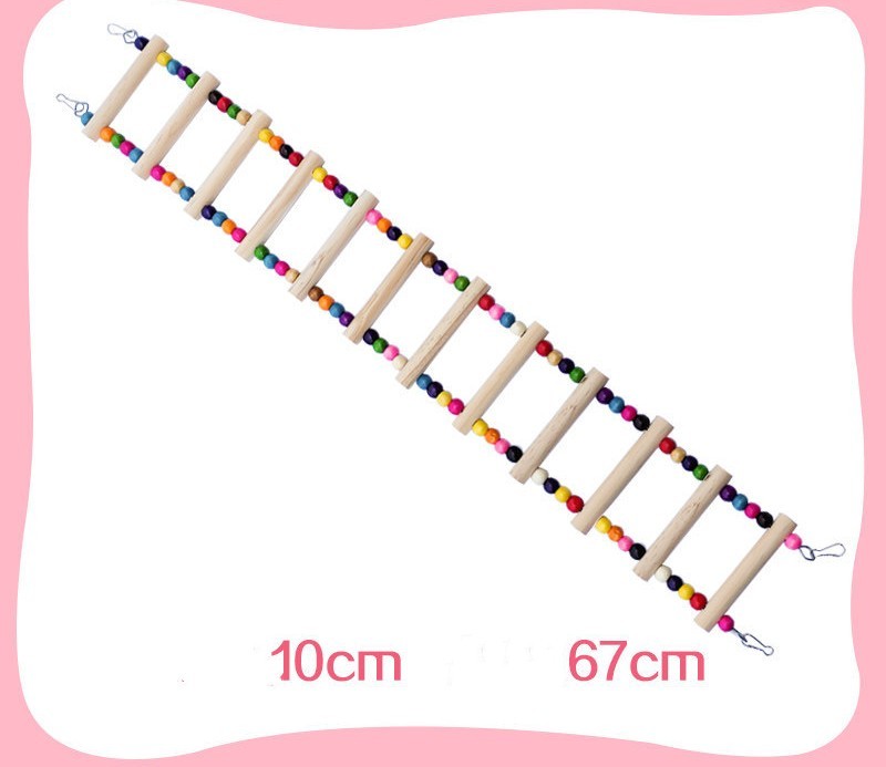 6-in-1 Parrot Bird Toy Set – Swing Ring, Wooden & Aerial Ladders, Climbing Rope, and Cotton Sling for Birds & Hamsters
