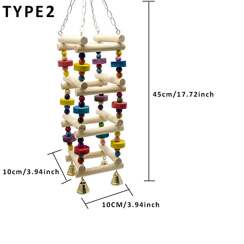 Parrot Swing Toy – 45cm Wooden Amusement Park Stand with Metal Accessories