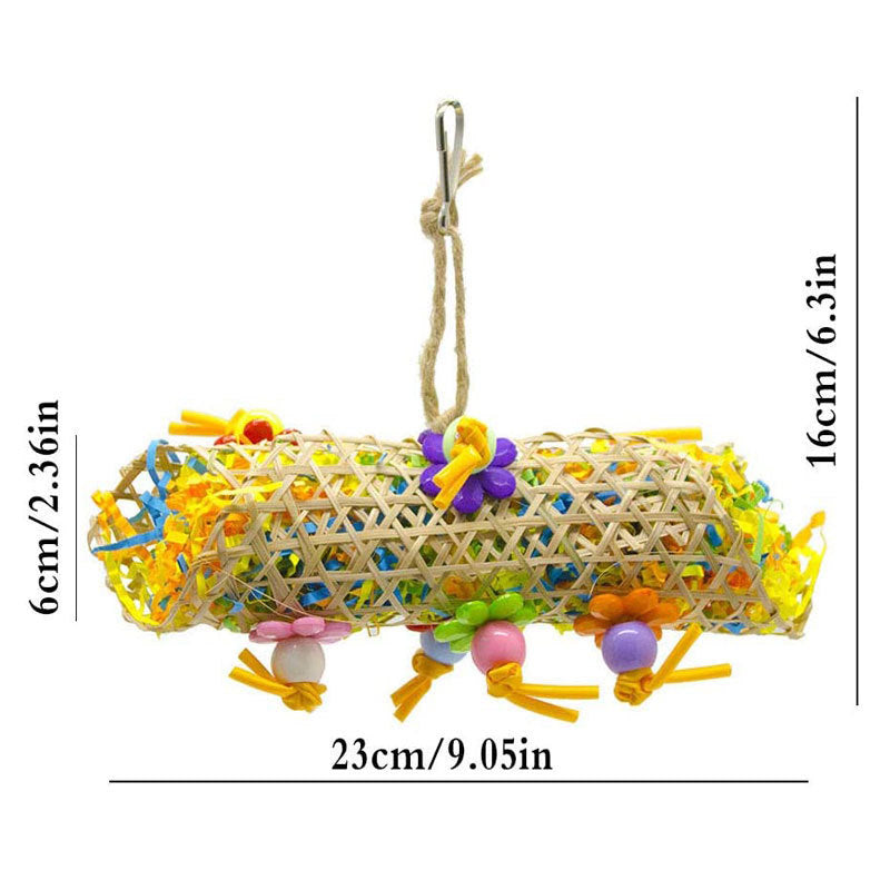 3Pcs Bird Toy Set – Colorful Swing & Chew Toys with Cotton Rope, Bamboo, Rattan Balls for Parrots & Small Birds
