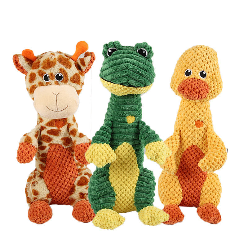 Durable Corduroy Pet Toy – Squeaky Plush for Chewing & Play