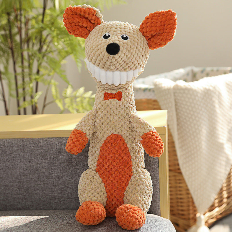 Durable Corduroy Pet Toy – Squeaky Plush for Chewing & Play