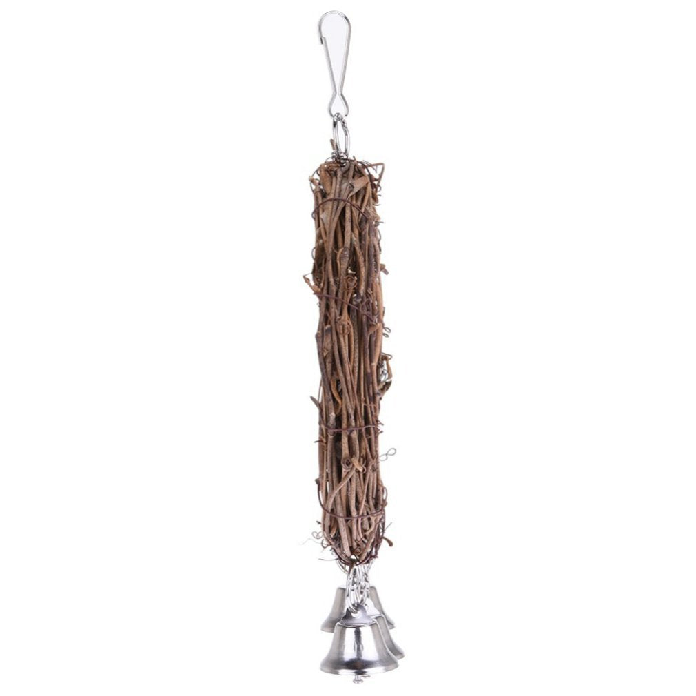 Natural Rattan Parrot Swing – Hanging Bird Cage Swing Toy with Hooks (26×16cm)