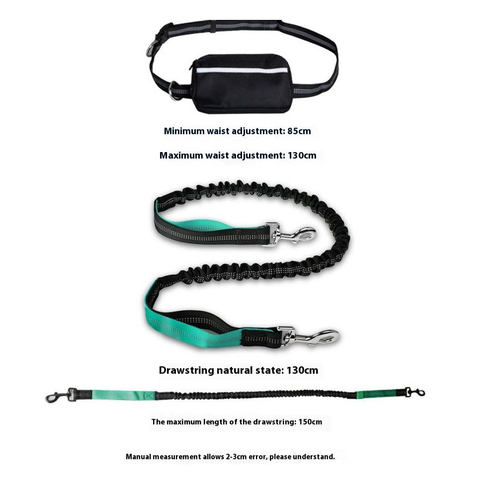 Hands-Free Dog Leash with Waist Bag – Adjustable Nylon Running & Walking Set (Multiple Colors)