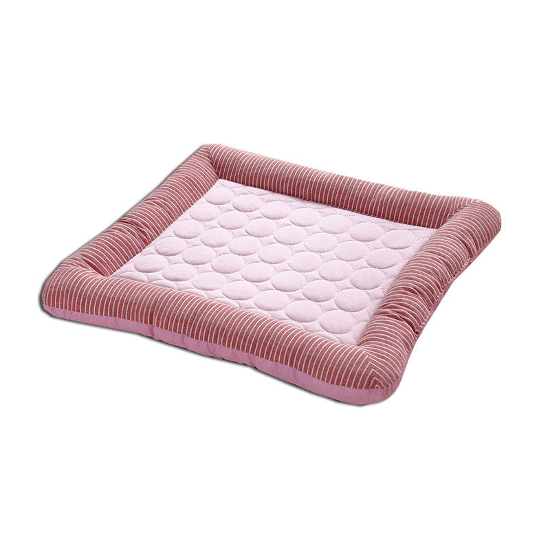 Pet Cooling Mat for Dogs & Cats – Soft, Washable Summer Bed Pad with Non-Slip Base (S/M/L, Blue or Pink Stripes)