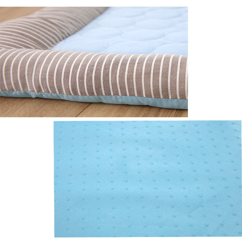 Pet Cooling Mat for Dogs & Cats – Soft, Washable Summer Bed Pad with Non-Slip Base (S/M/L, Blue or Pink Stripes)