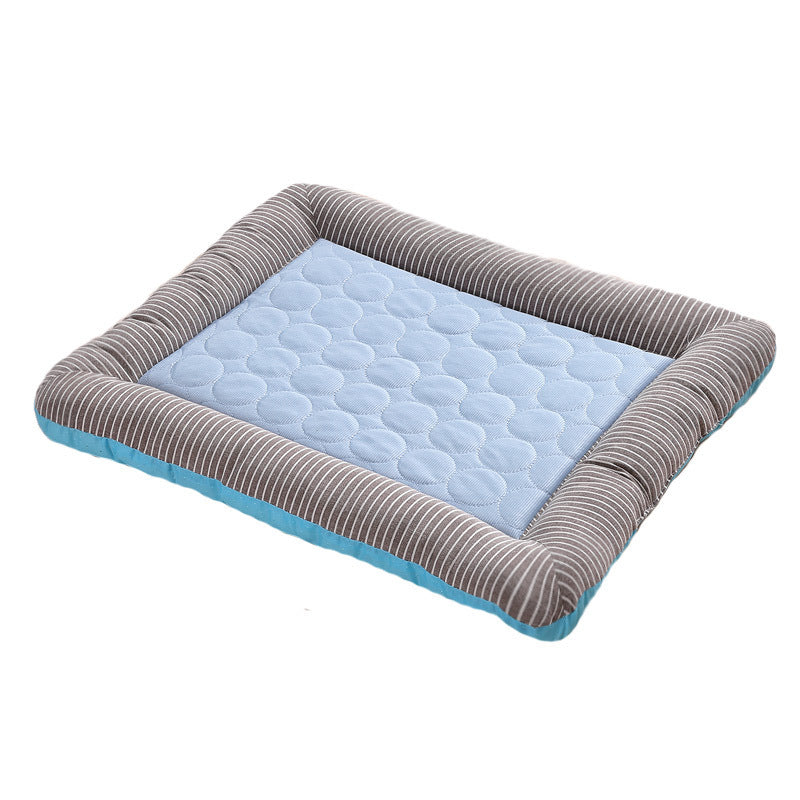Pet Cooling Mat for Dogs & Cats – Soft, Washable Summer Bed Pad with Non-Slip Base (S/M/L, Blue or Pink Stripes)