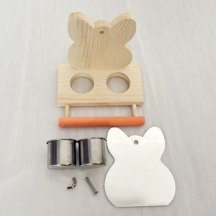 Parrot Puzzle Bird Toy with Mirror – Claw Grinding Stand & Stainless Steel Food Cup