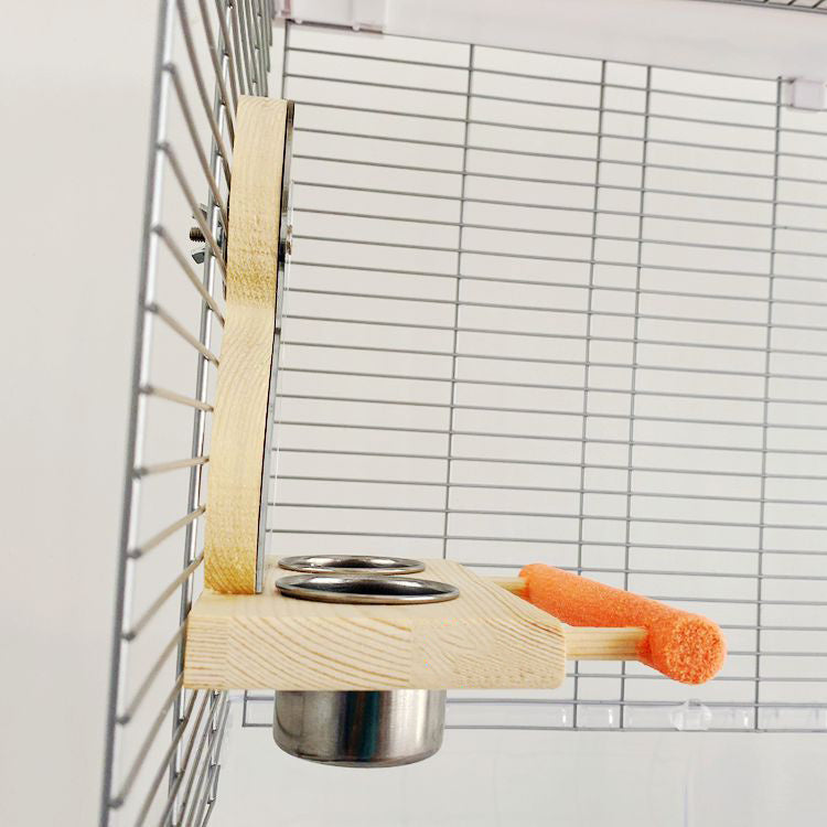 Parrot Puzzle Bird Toy with Mirror – Claw Grinding Stand & Stainless Steel Food Cup
