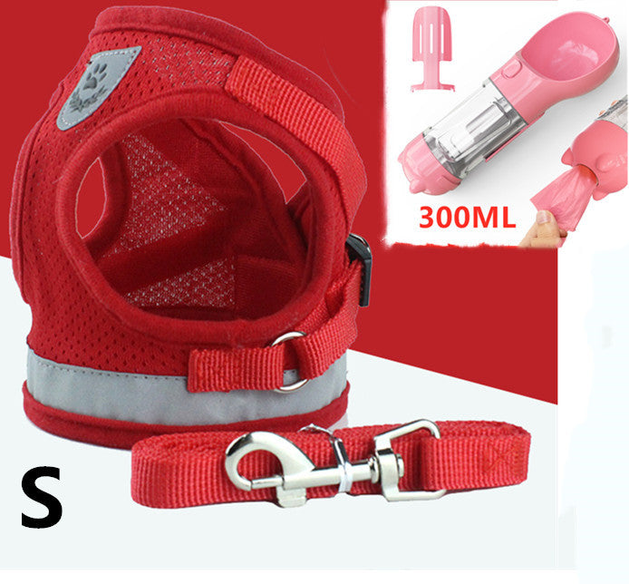 Reflective Mesh Dog Harness & Leash Set – Breathable, Adjustable Vest with Hook-and-Loop Closure (S–XL, Multiple Colors)