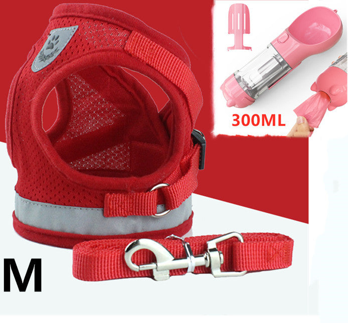 Reflective Mesh Dog Harness & Leash Set – Breathable, Adjustable Vest with Hook-and-Loop Closure (S–XL, Multiple Colors)