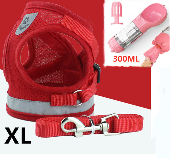 Reflective Mesh Dog Harness & Leash Set – Breathable, Adjustable Vest with Hook-and-Loop Closure (S–XL, Multiple Colors)
