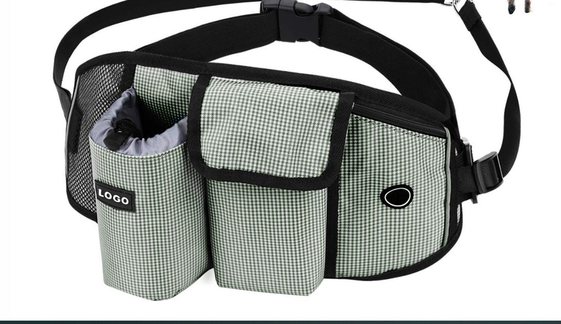 Dog Training Treat Pouch – Drawstring Snack Bag with Mesh Pockets & Adjustable Waist Belt