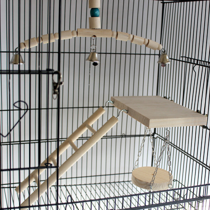 Natural Wood Bird Toy – Bell Chew Toy or Swing Ladder for Small & Medium Birds