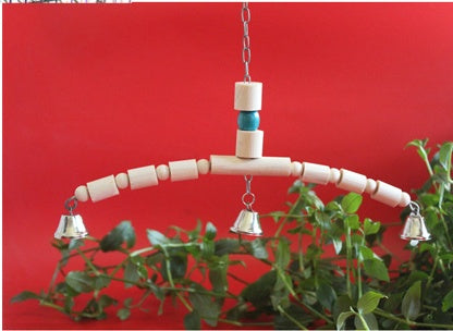 Natural Wood Bird Toy – Bell Chew Toy or Swing Ladder for Small & Medium Birds