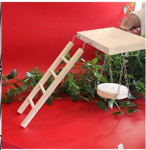 Natural Wood Bird Toy – Bell Chew Toy or Swing Ladder for Small & Medium Birds