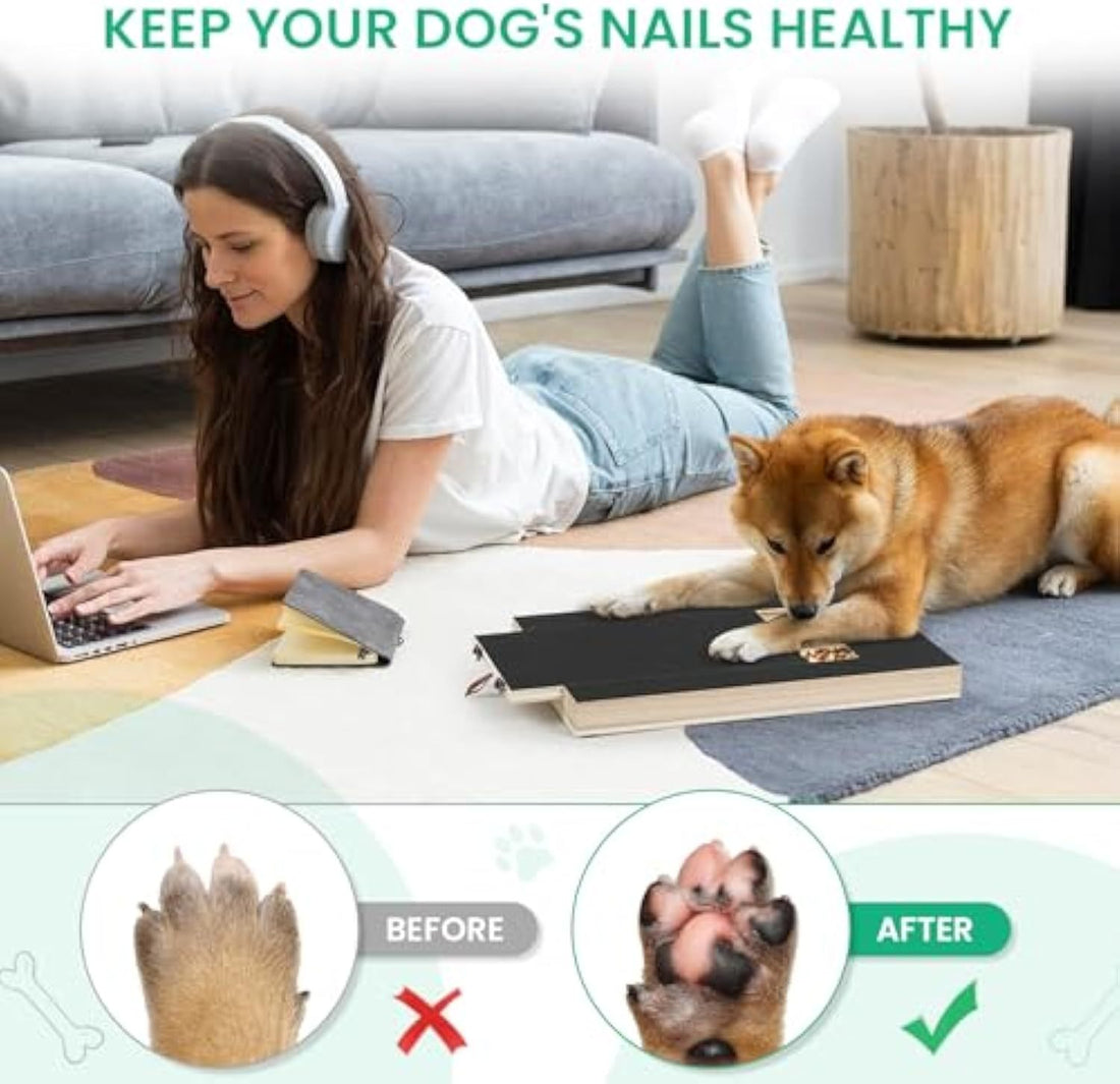 Dog Nail Scratch Board – Wooden Nail Trimming Pad with Treat Drawer, Non-Slip Design for Stress-Free Grooming