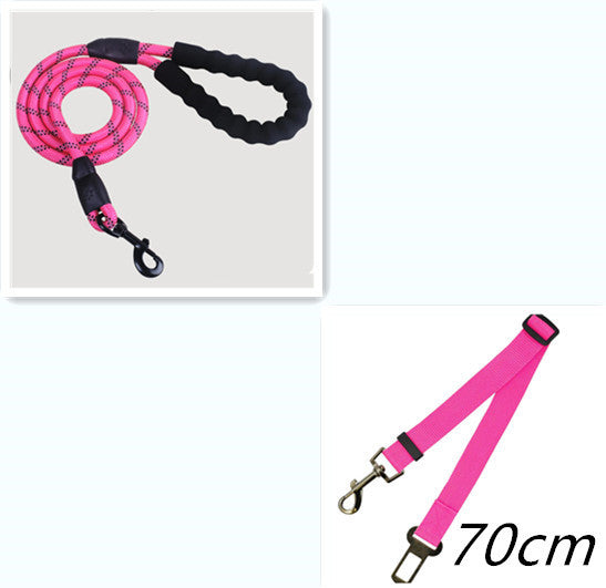 Reflective Dog Leash Set – Heavy-Duty 5ft Rope Leash with Foam Handle, Zinc Alloy Hook & Short Lead – Durable Anti-Slip Pet Lead  (Multiple Colors)