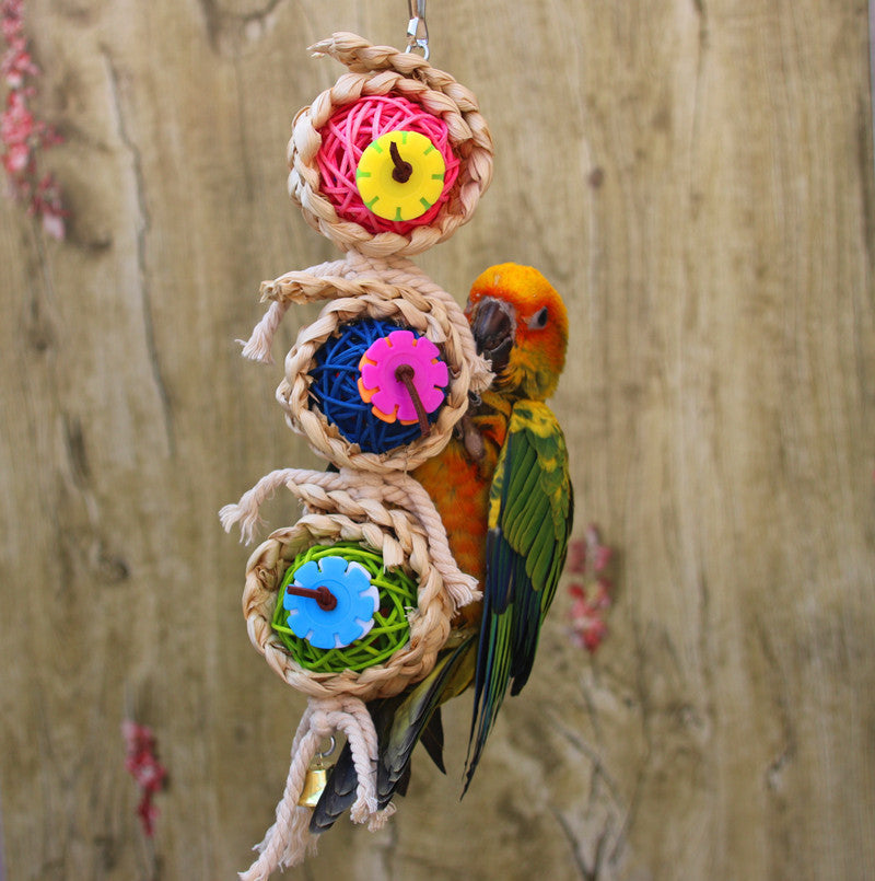 Natural Vine & Luffa Twist Rope Toy – Climbing and Biting Toy for Birds & Parrots (24cm)