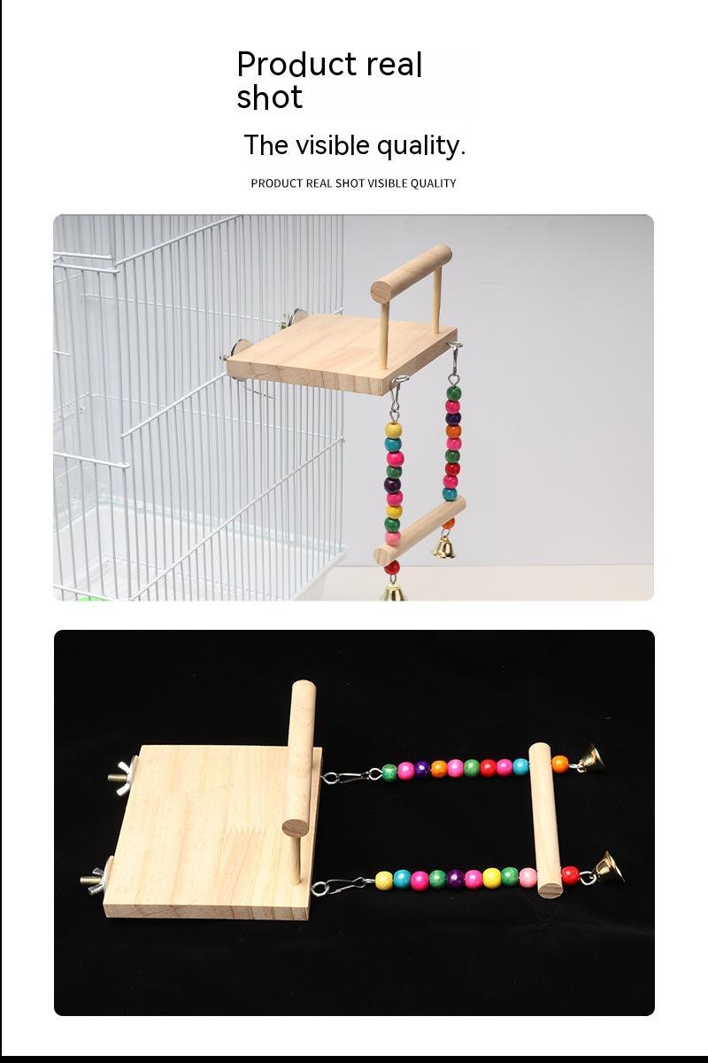 Wooden Bird Perch & Swing Set – Climbing Ladder & Crane Ring Stand for Cages (V33 Variants)