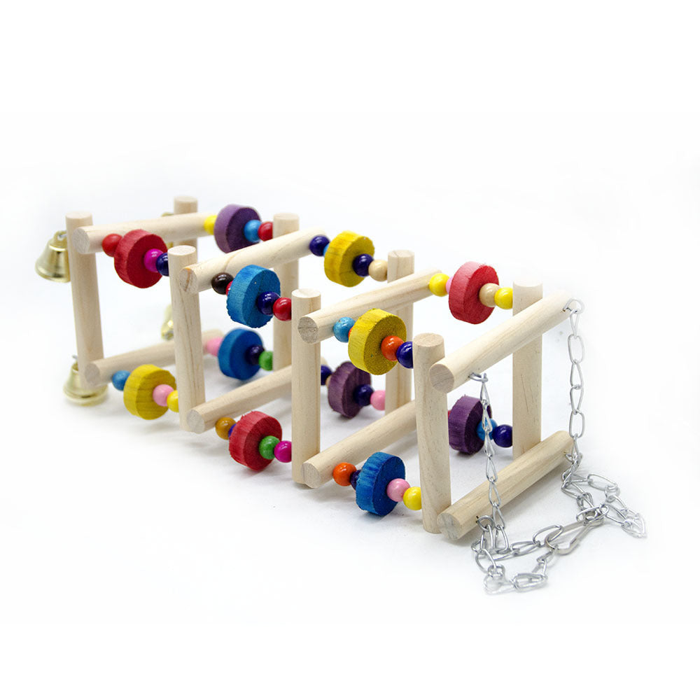 Parrot Swing Toy – 45cm Wooden Amusement Park Stand with Metal Accessories