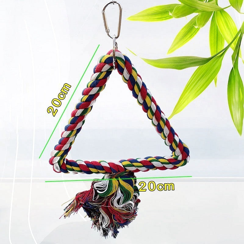 6-in-1 Parrot Bird Toy Set – Swing Ring, Wooden & Aerial Ladders, Climbing Rope, and Cotton Sling for Birds & Hamsters