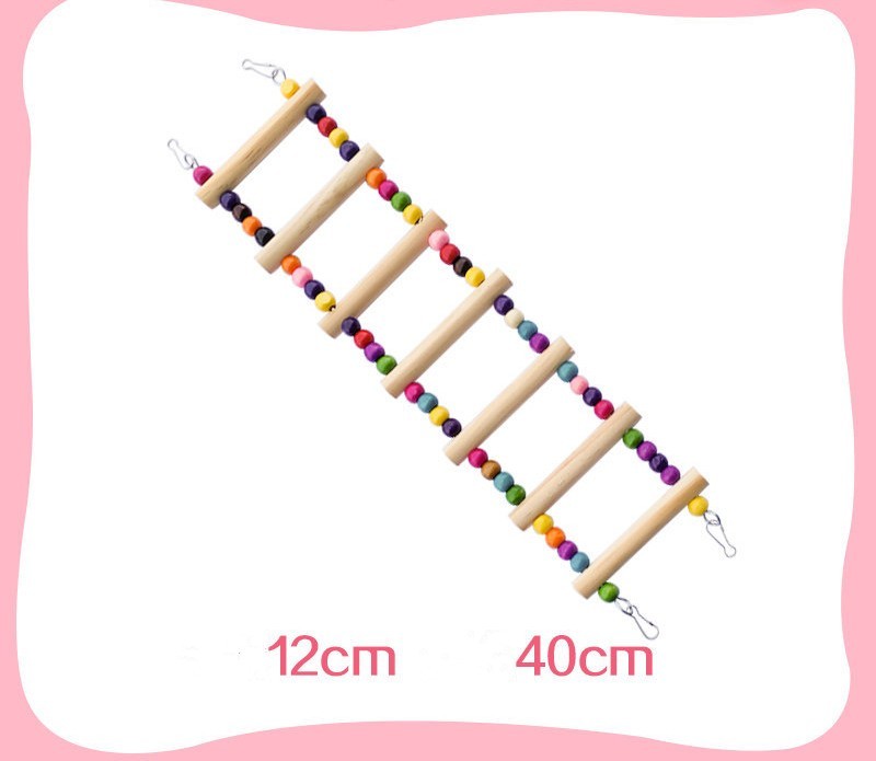 6-in-1 Parrot Bird Toy Set – Swing Ring, Wooden & Aerial Ladders, Climbing Rope, and Cotton Sling for Birds & Hamsters