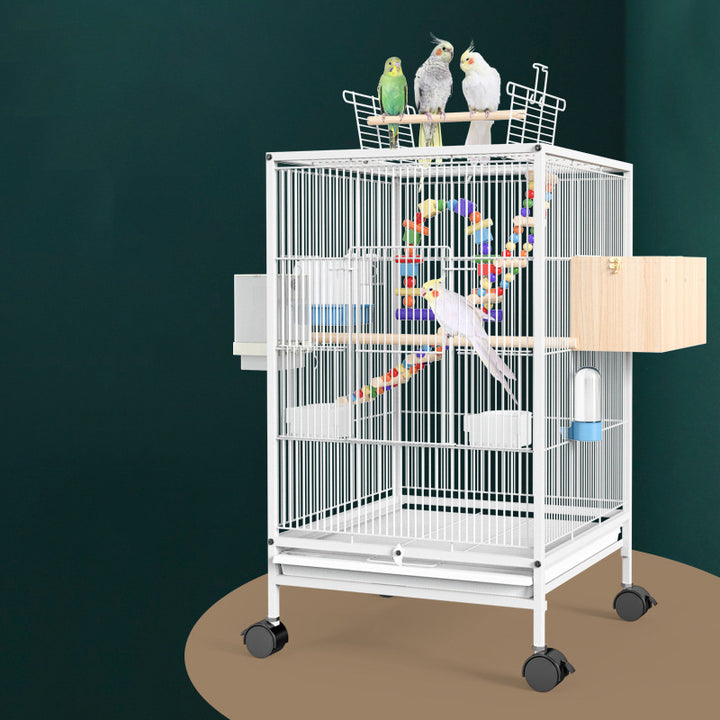 Large Metal Bird Cage – 45.6x45.6x86cm, Black or White, with Spray Paint Finish
