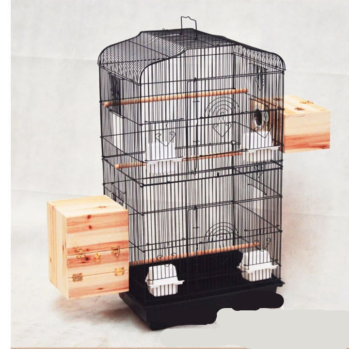 Portable Wire Bird Cage for Parrots – Durable Display Cage with Wooden Perches, Food Cups & Removable Base (45.5 × 35 × 93.5 cm)