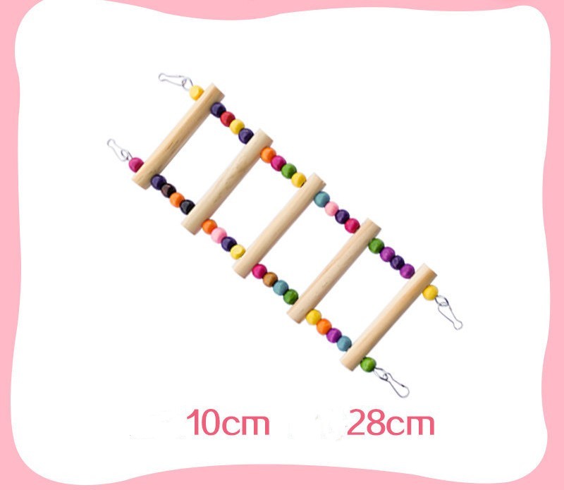 6-in-1 Parrot Bird Toy Set – Swing Ring, Wooden & Aerial Ladders, Climbing Rope, and Cotton Sling for Birds & Hamsters