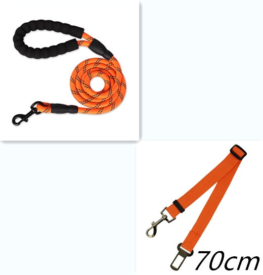 Reflective Dog Leash Set – Heavy-Duty 5ft Rope Leash with Foam Handle, Zinc Alloy Hook & Short Lead – Durable Anti-Slip Pet Lead  (Multiple Colors)