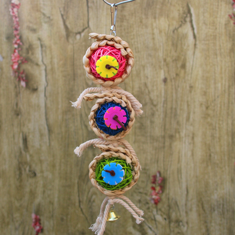 Natural Vine & Luffa Twist Rope Toy – Climbing and Biting Toy for Birds & Parrots (24cm)
