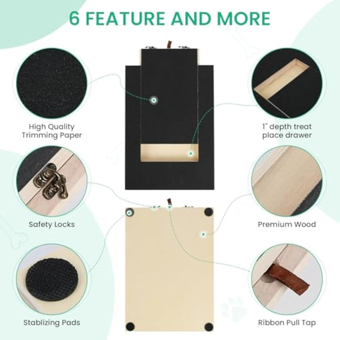 Dog Nail Scratch Board – Wooden Nail Trimming Pad with Treat Drawer, Non-Slip Design for Stress-Free Grooming