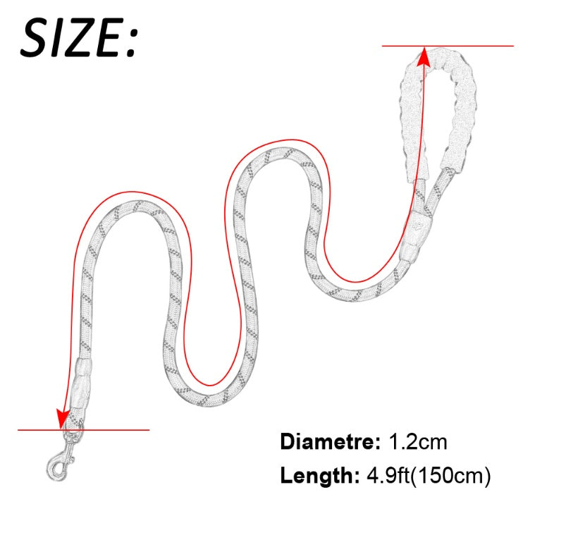 Reflective Dog Leash Set – Heavy-Duty 5ft Rope Leash with Foam Handle, Zinc Alloy Hook & Short Lead – Durable Anti-Slip Pet Lead  (Multiple Colors)