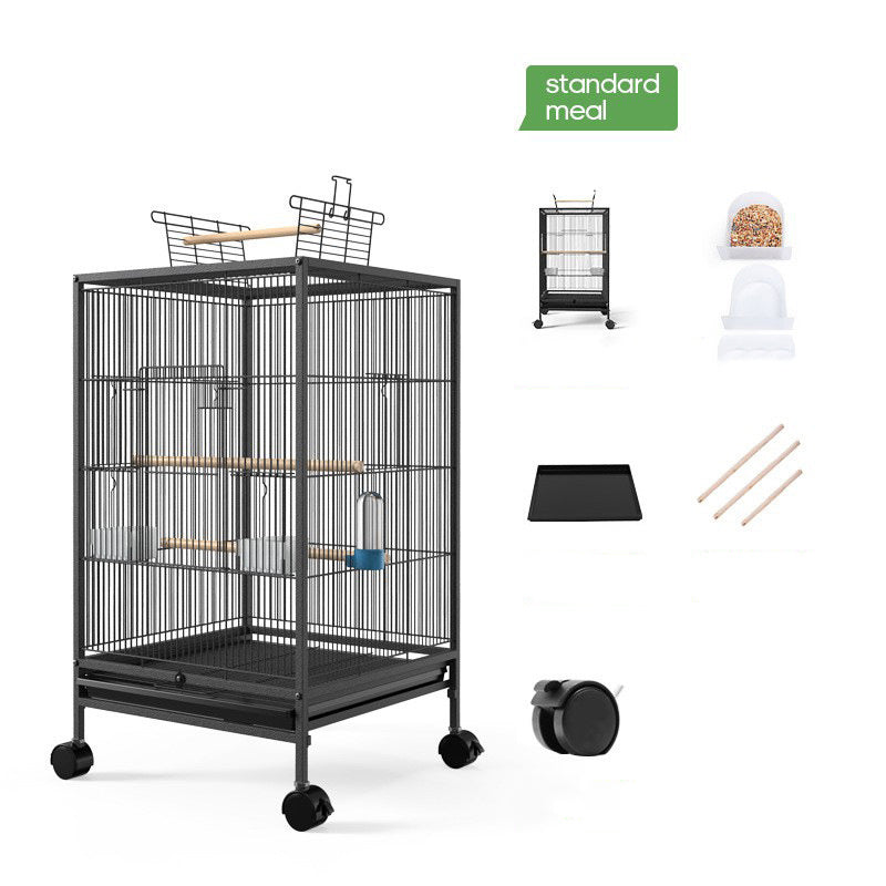 Large Metal Bird Cage – 45.6x45.6x86cm, Black or White, with Spray Paint Finish