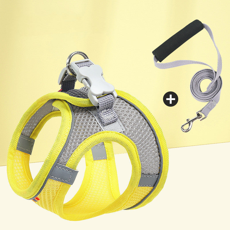 Breathable Cotton Pet Harness & Leash Set – Lightweight, Fashionable Design for Small Dogs & Cats
