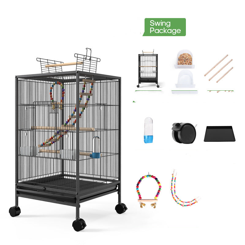 Large Metal Bird Cage – 45.6x45.6x86cm, Black or White, with Spray Paint Finish
