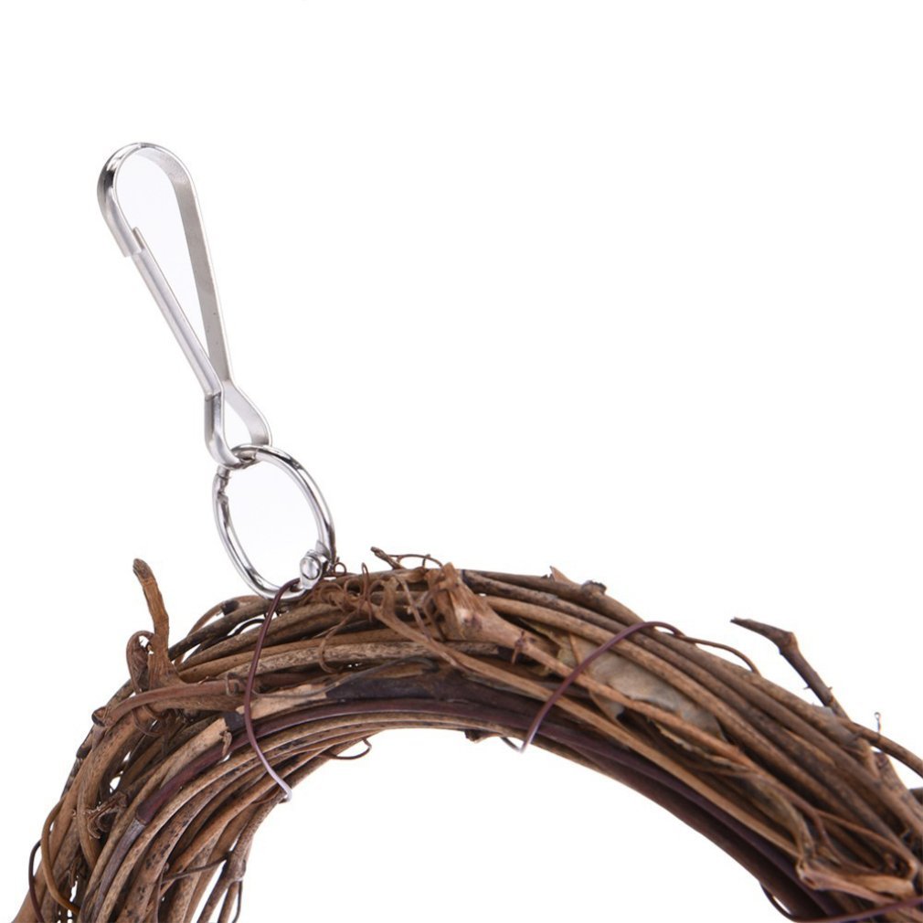 Natural Rattan Parrot Swing – Hanging Bird Cage Swing Toy with Hooks (26×16cm)