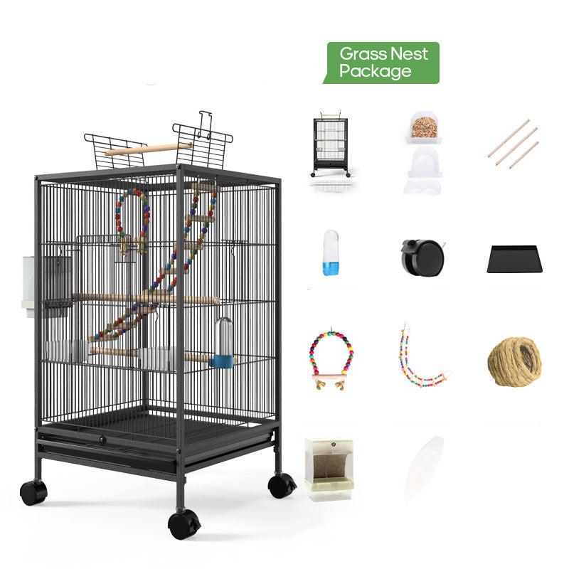 Large Metal Bird Cage – 45.6x45.6x86cm, Black or White, with Spray Paint Finish