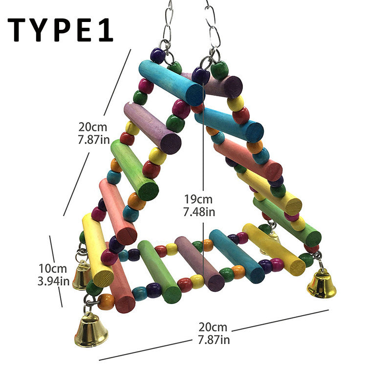 Parrot Swing Toy – 45cm Wooden Amusement Park Stand with Metal Accessories