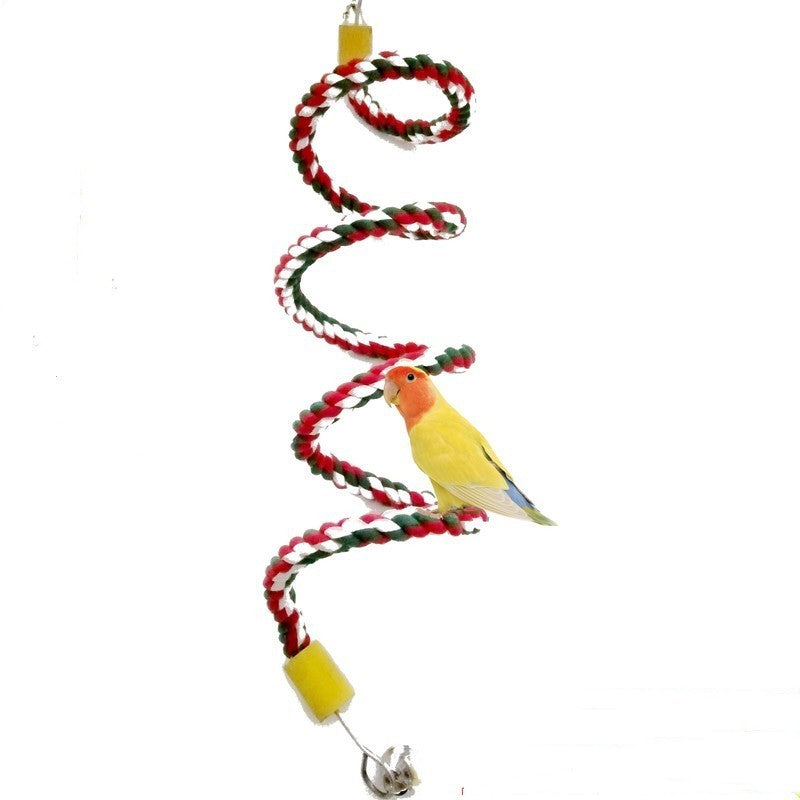 6-in-1 Parrot Bird Toy Set – Swing Ring, Wooden & Aerial Ladders, Climbing Rope, and Cotton Sling for Birds & Hamsters