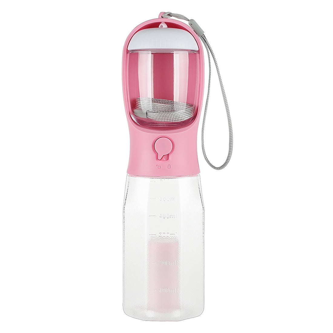 Portable Dog Water Bottle with Waste Bag Dispnser – 600ml Leakproof Pet Travel Feeder with Lanyard