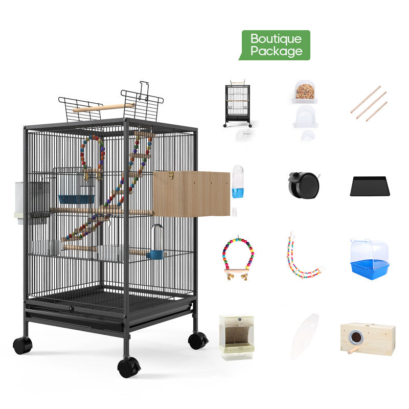 Large Metal Bird Cage – 45.6x45.6x86cm, Black or White, with Spray Paint Finish