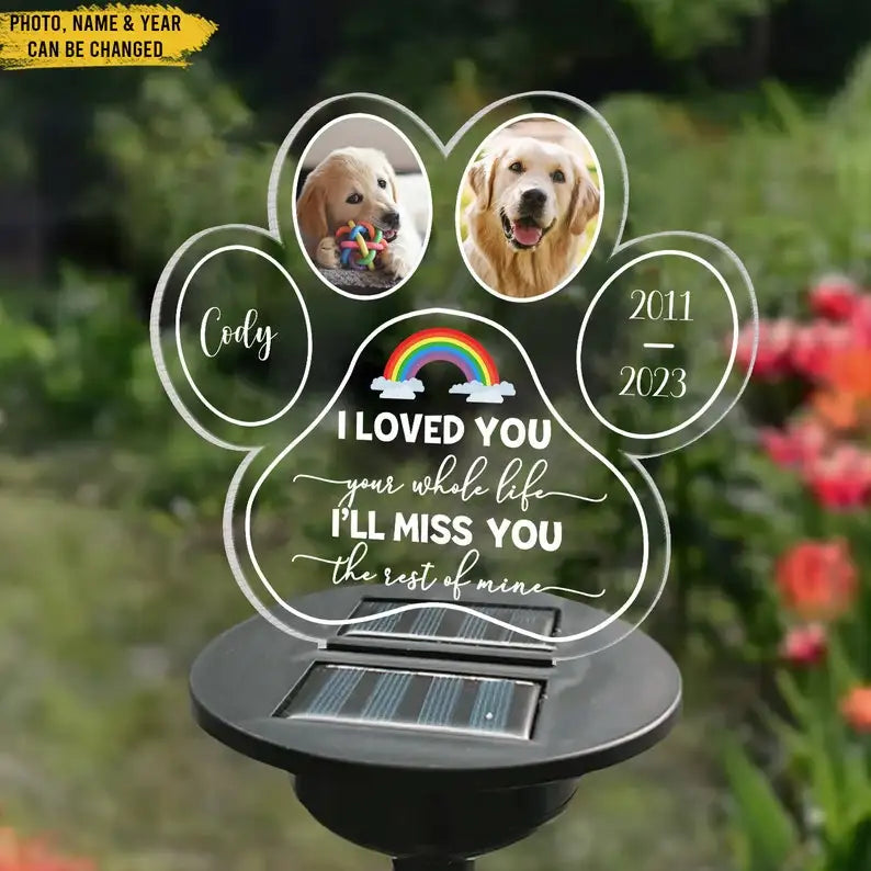 Personalized Pet Memorial Solar Light – Custom 3D Photo LED Lamp for Dog Loss, Grave Marker, Garden & Cemetery Decoration Gift