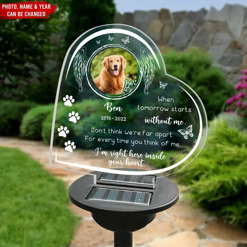 Personalized Pet Memorial Solar Light – Custom 3D Photo LED Lamp for Dog Loss, Grave Marker, Garden & Cemetery Decoration Gift