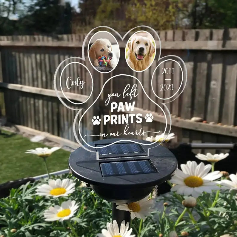Personalized Pet Memorial Solar Light – Custom 3D Photo LED Lamp for Dog Loss, Grave Marker, Garden & Cemetery Decoration Gift