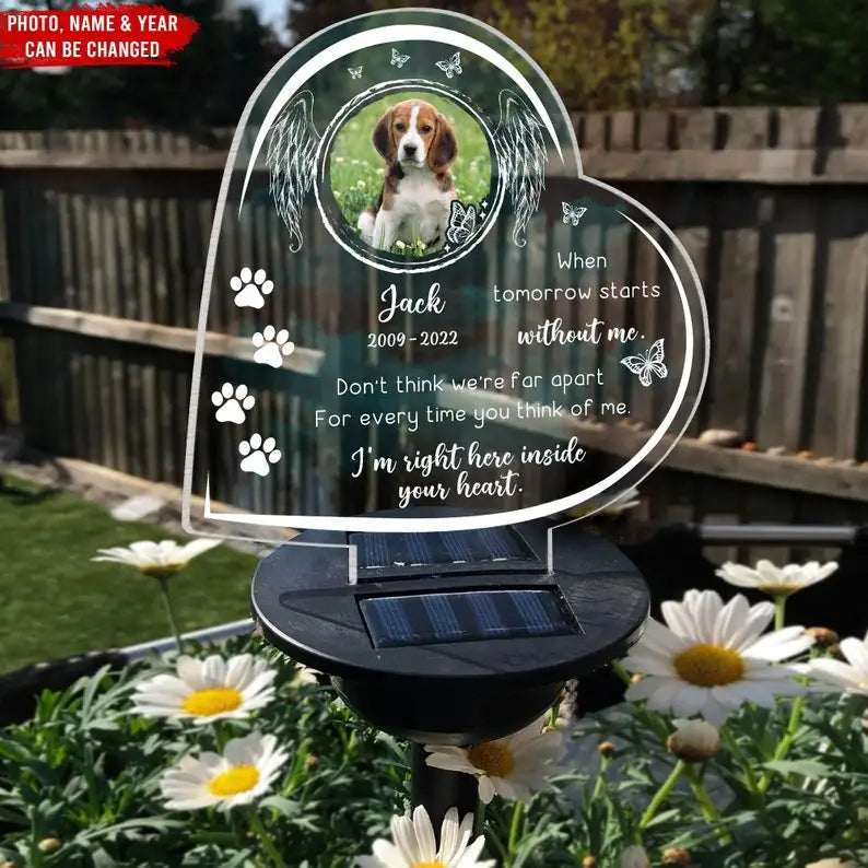 Personalized Pet Memorial Solar Light – Custom 3D Photo LED Lamp for Dog Loss, Grave Marker, Garden & Cemetery Decoration Gift