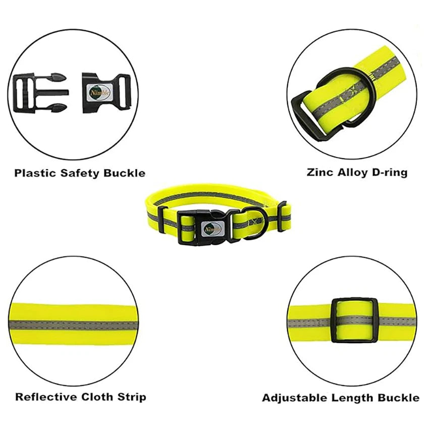 Waterproof Reflective Dog Collar – Adjustable, Anti-Odor, Durable Flex-Poly Design for Active Dogs