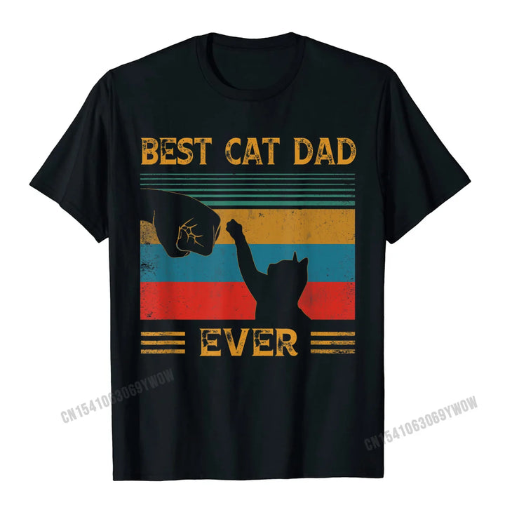 Men's Vintage "Best Cat Dad Ever" T-Shirt – Funny Cat Lover Gift | Cotton Tee for Cat Dads & Pet Owners