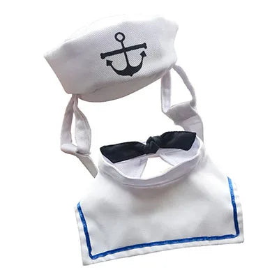Funny Pet Navy Sailor Costume – Cat & Small Dog Halloween Cosplay Outfit with Adjustable Hat & Cloak