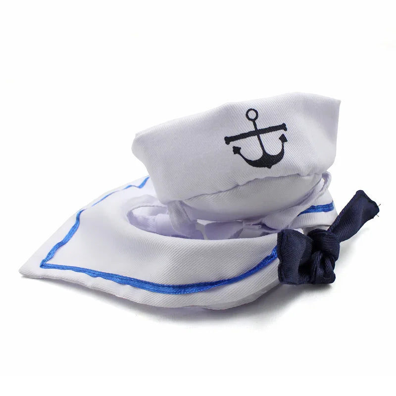 Funny Pet Navy Sailor Costume – Cat & Small Dog Halloween Cosplay Outfit with Adjustable Hat & Cloak